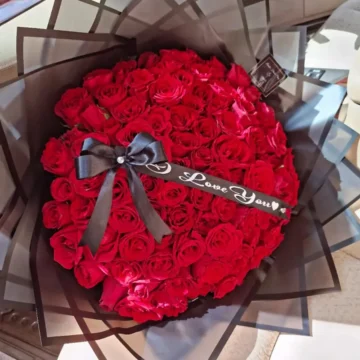 100 Roses Birthday Package with personalized ribbon – Lumati’s Flower Shop