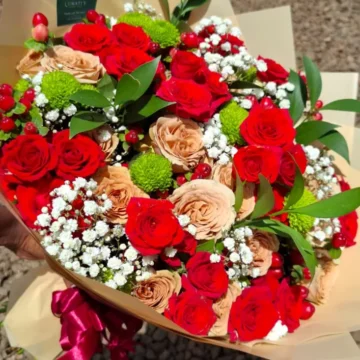 Mega Mixed Flowers bouquet with teddy roses and assorted seasonal blooms – Lumati’s Flower Shop